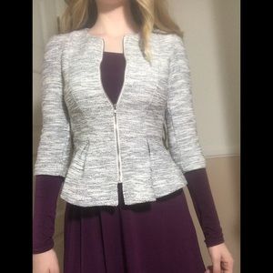 🌫 WHITE & GREY PEPLUM JACKET 🌫